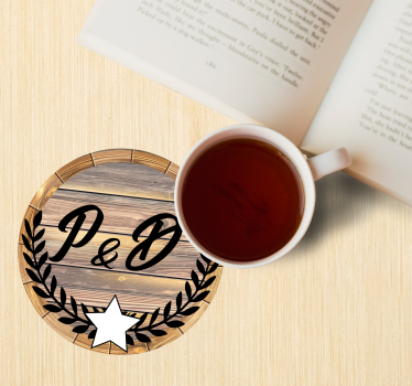 Personalizable coasters wooden barrel monogram - TenStickers