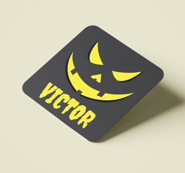 Personalized pumpkin face coaster personalised - TenStickers