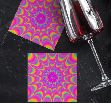 Psychedelic optical retro star retro coasters - TenStickers