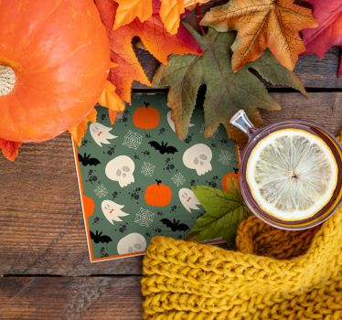 Pumpkins, ghosts and spiders pattern halloween coaster - TenStickers