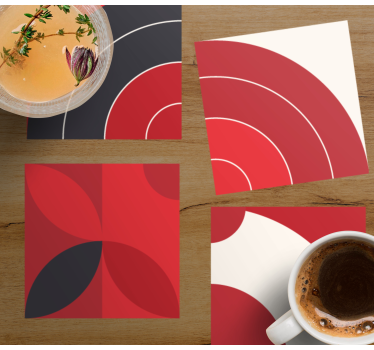 Red geometric art modern drink coaster - TenStickers