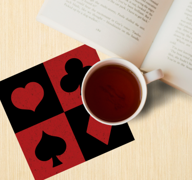 Retro poker red and black geeky coasters - TenStickers