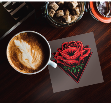 Rose with double triangle modern drink coaster - TenStickers