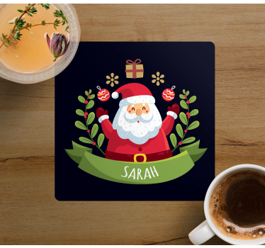 santa claus with name xmas coasters - TenStickers