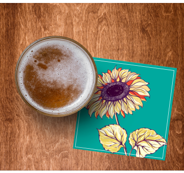 Sunflower illustration modern drink coaster - TenStickers