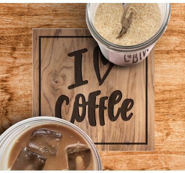 Text coasters coffee love wooden sign - TenStickers