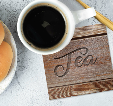 Text coasters wooden textured drink labels - TenStickers