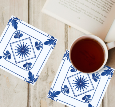 Tile coasters elaborate floral arrangement - TenStickers