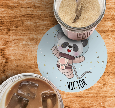 Vintage coasters cheerful astronaut panda - TenStickers