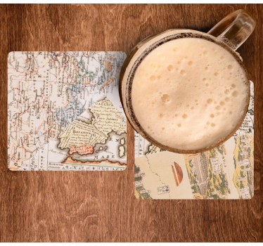 Vintage coasters vintage map coasters - TenStickers