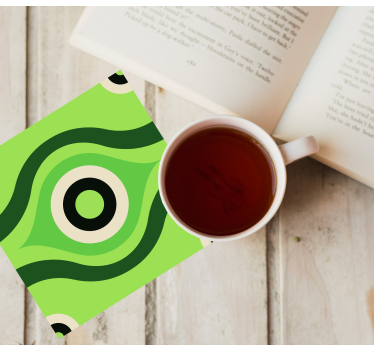 Wavy green pattern coasters - TenStickers
