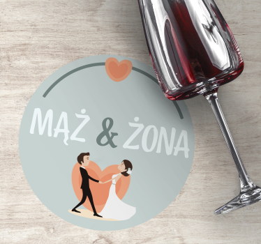 Wedding coasters bride groom couple heart - TenStickers
