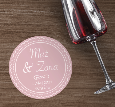 Wedding coasters elegant pink round design - TenStickers