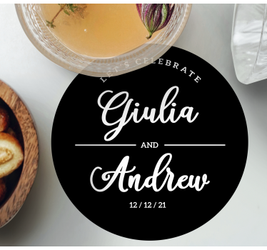 Wedding coasters personalized celebration names - TenStickers