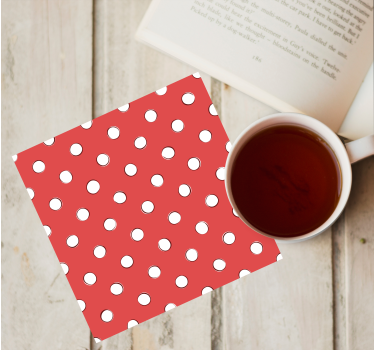White and red polka dot retro coasters - TenStickers
