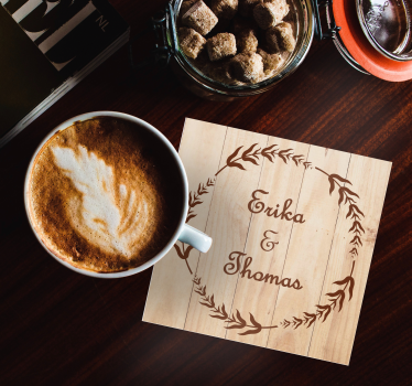 Wood olive branch coaster favors - TenStickers