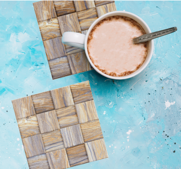 Woven wood pattern coasters - TenStickers