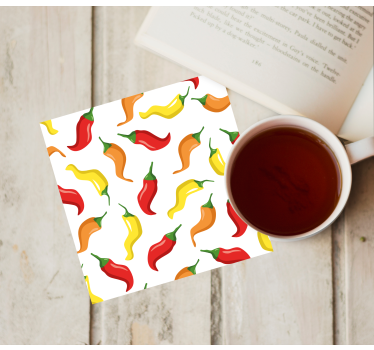 Yellow and orange pepper design modern drink coaster - TenStickers