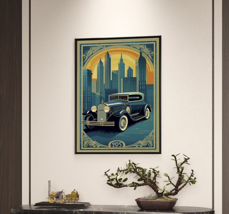 Art déco poster featuring a 20s automobile - TenStickers