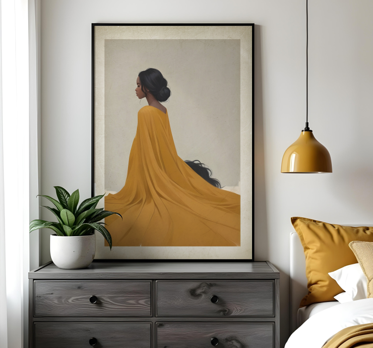 Lady in orange dress art poster - TenStickers