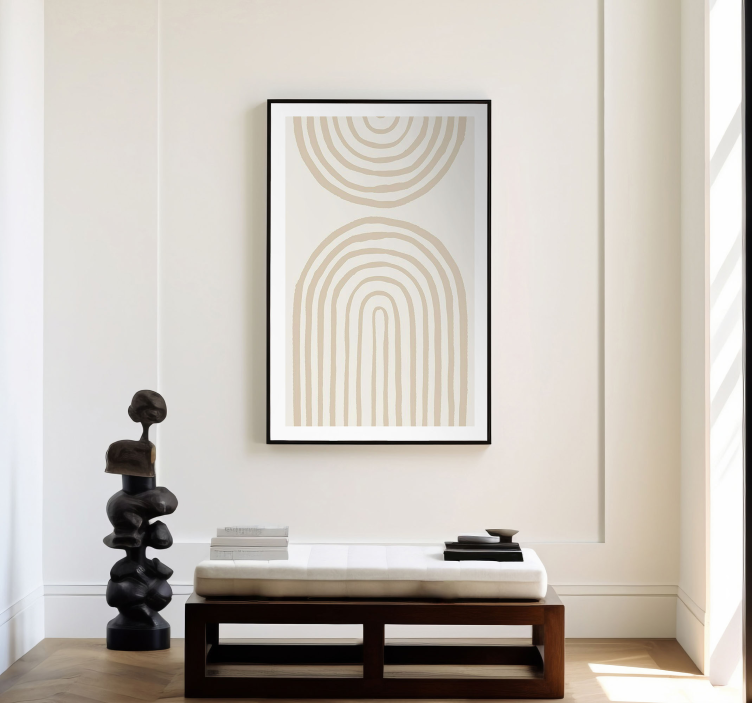Soft lines in beige abstract poster - TenStickers