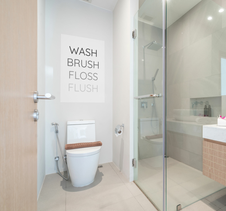 Wash brush floss flush poster - TenStickers