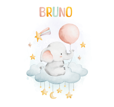 Elephant on a cloud animal design children's poster - TenStickers
