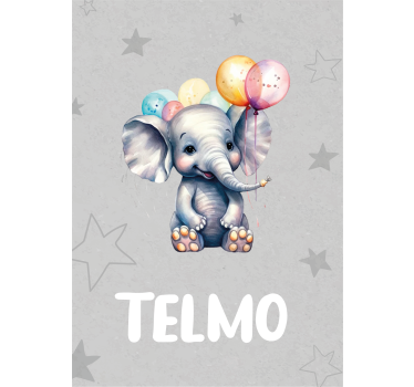 Baby elephant with balloons animal poster - TenStickers