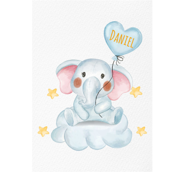 Cute elephant with balloon nursery poster - TenStickers