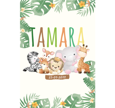 Jungle animals personalized nursery poster - TenStickers