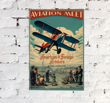 Aviation meet vintage poster wall - TenStickers
