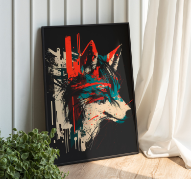 Abstract wolf art wall poster - TenStickers