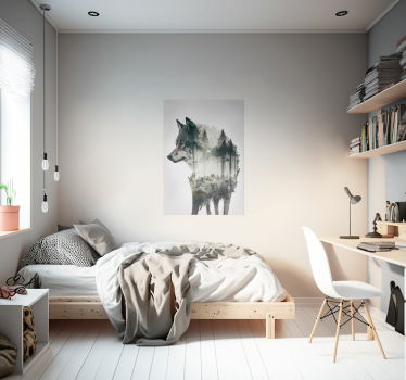 Wolf double exposure animal design poster - TenStickers