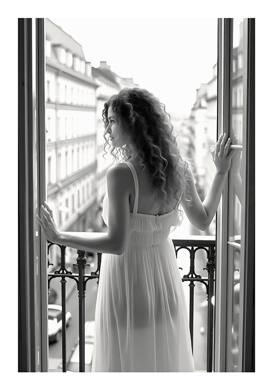 Lady in a morning photo realistic poster - TenStickers