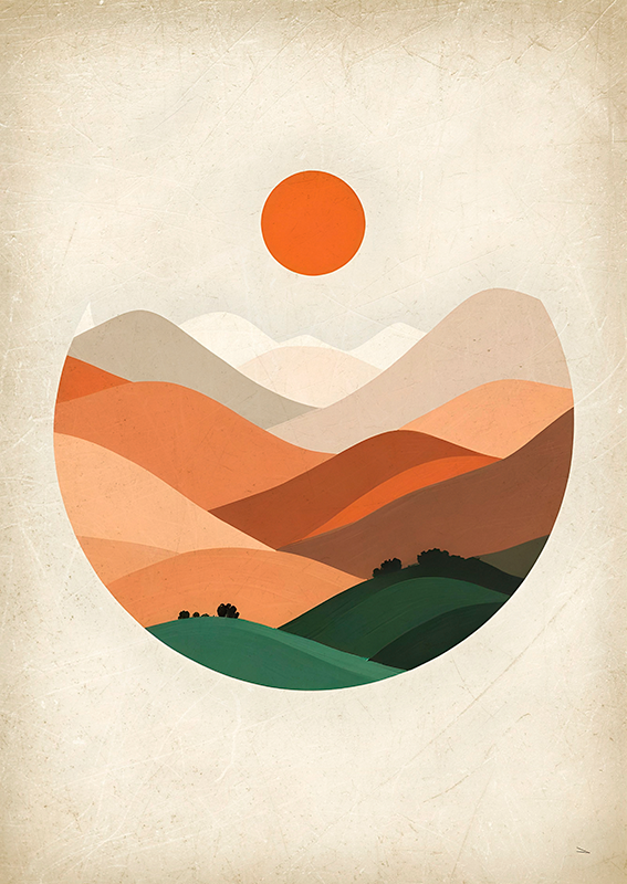Sun over the mountains abstract poster - TenStickers