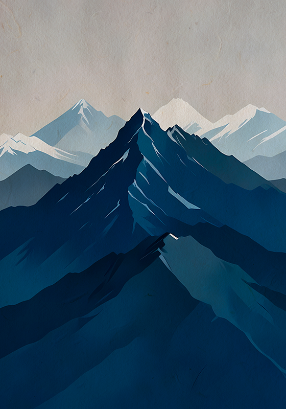 High mountains artistic drawing poster - TenStickers