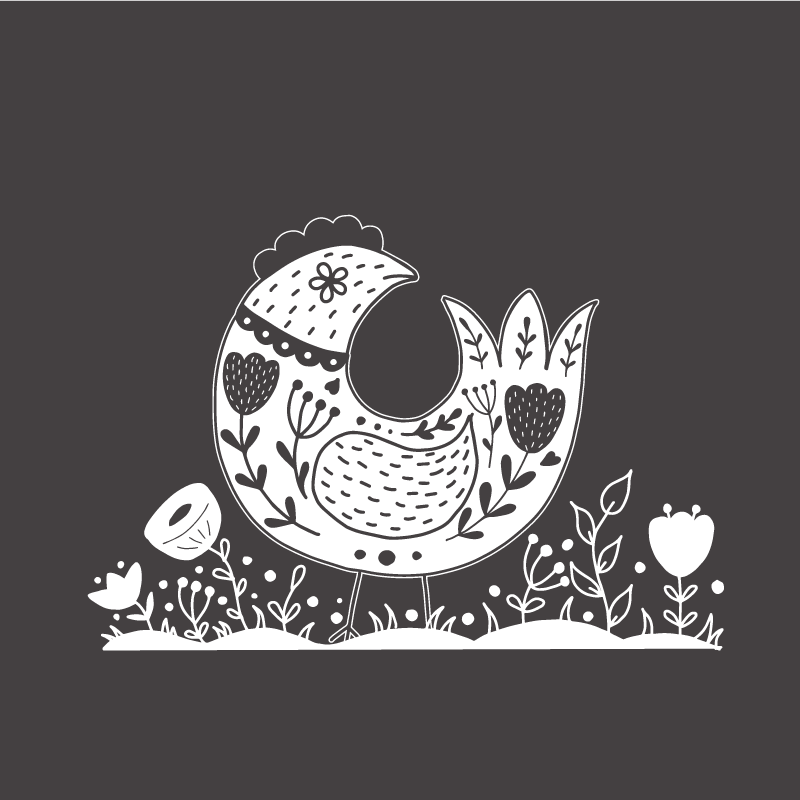 Kitchen poster of proud chickens with floral design - TenStickers