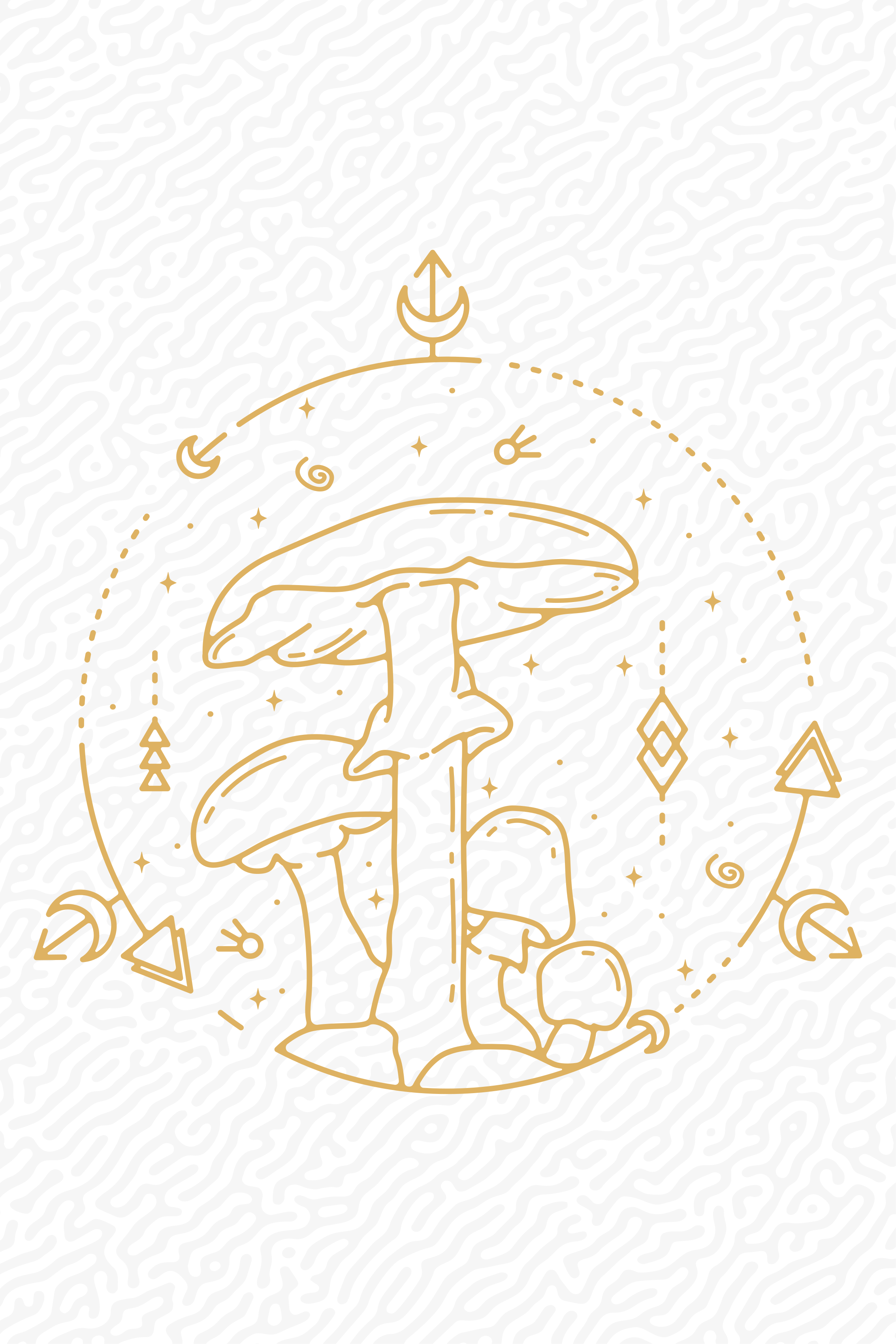 Kitchen poster with geometric mushroom line art - TenStickers