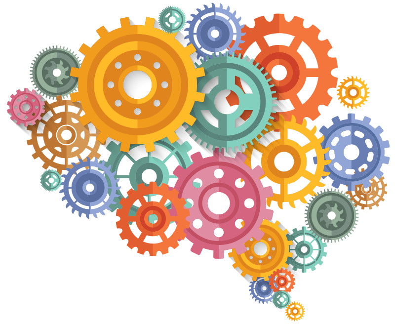 Office poster brain-colored cogs - TenStickers