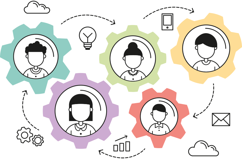 Office poster teamwork machine - TenStickers