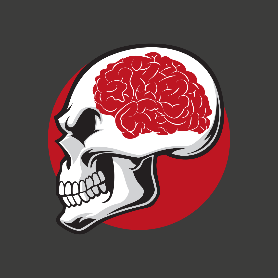 Poster for teenager red skull with brain design - TenStickers