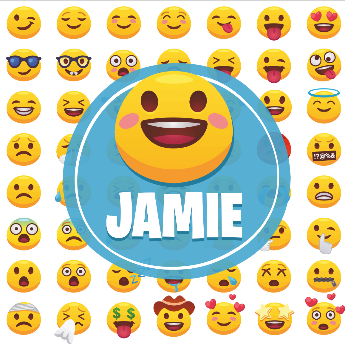 Poster for teenager emojis with name - TenStickers