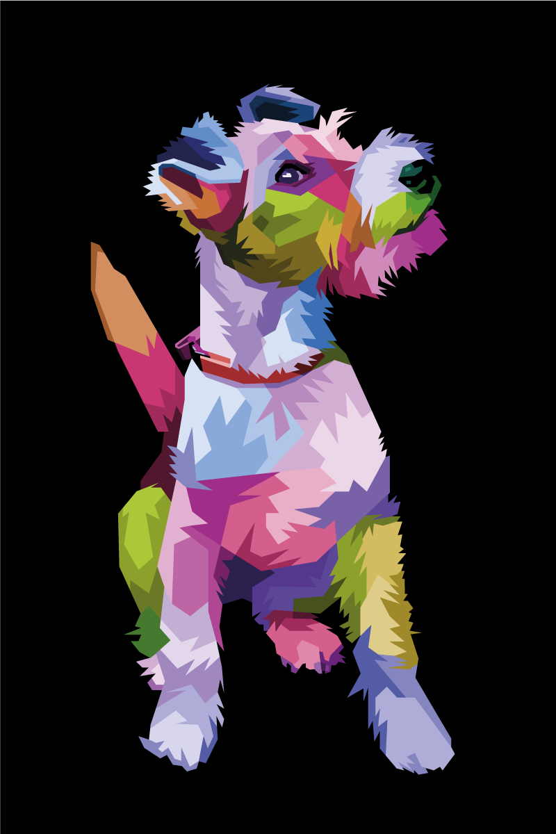 Living room poster geometric animals fox terrier - TenStickers