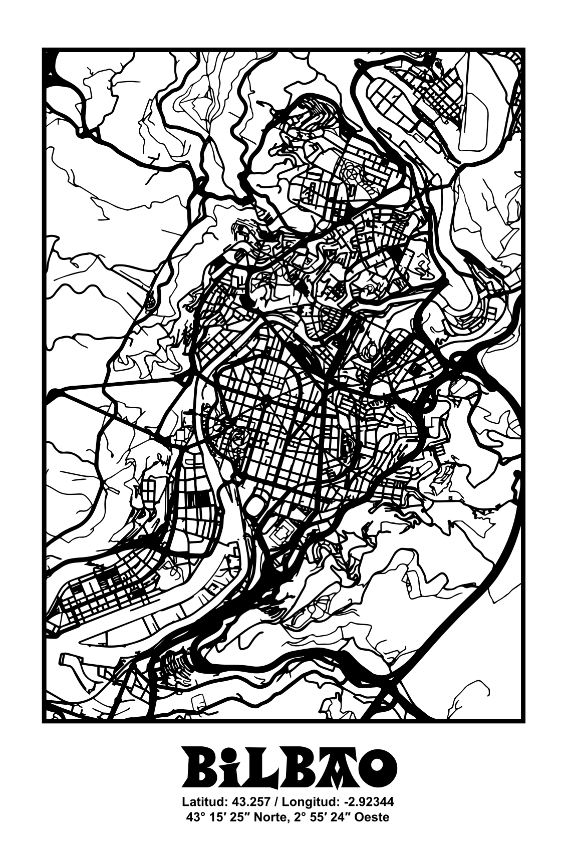 Living room poster of topographic bilbao - TenStickers