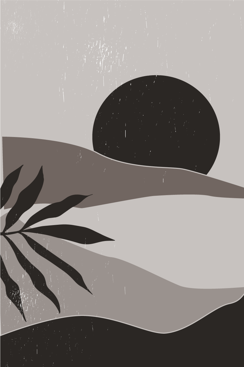 Black and white sunset in the desert living room poster - TenStickers