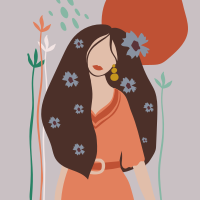 Flower poster abstract woman with long hair - TenStickers