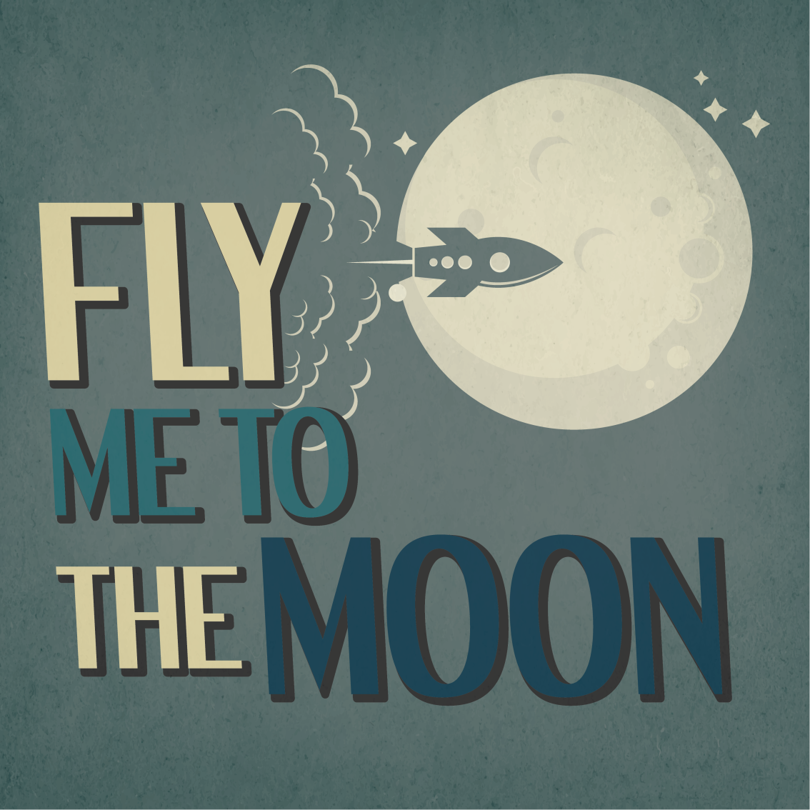 Teenager poster rocket journey to the moon - TenStickers