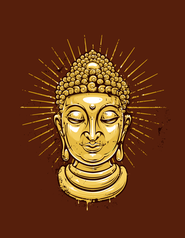 Zen poster of golden buddha silhouette - TenStickers