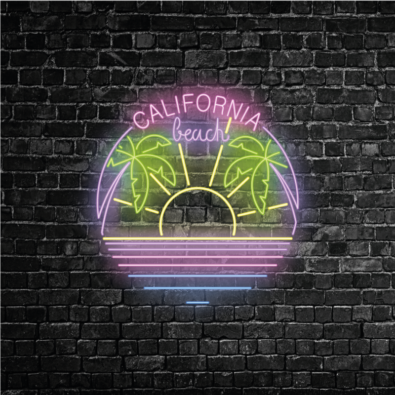 City poster california beach neon sign - TenStickers