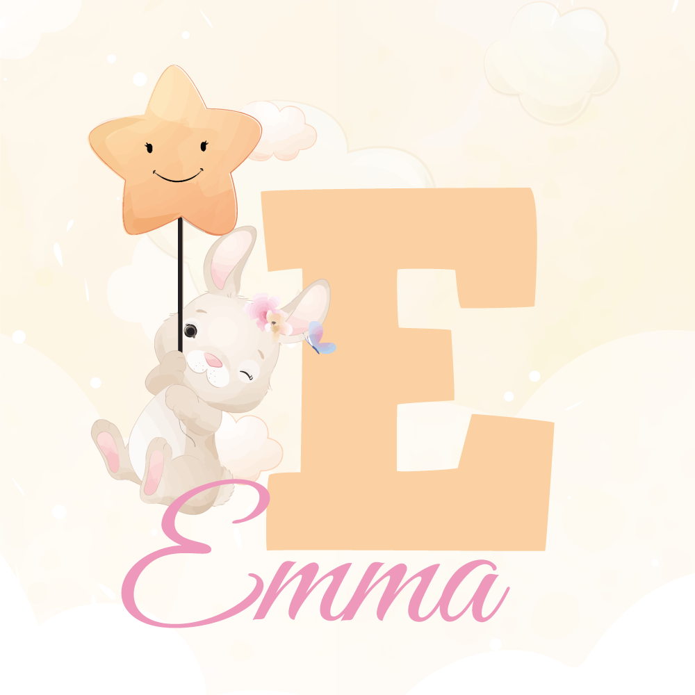 Customisable poster of joyful bunny with star - TenStickers